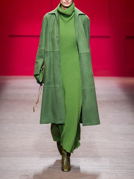 

Personalized casual basic loose sweater dress, Green, Maxi Dresses