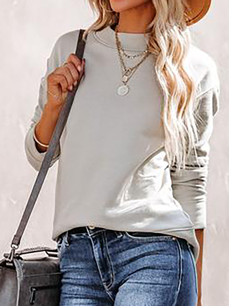 

Plus size Crew Neck Casual Sports Sweatshirt, Gray, Hoodies & Sweatshirts