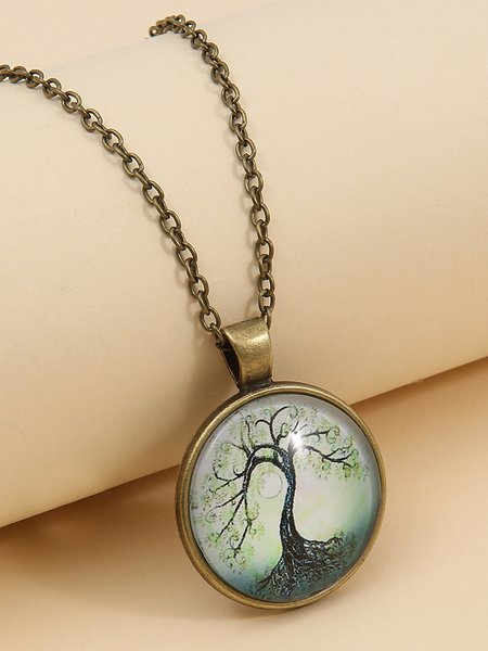 

Casual Retro Tree Alloy Necklace, As picture, Necklaces