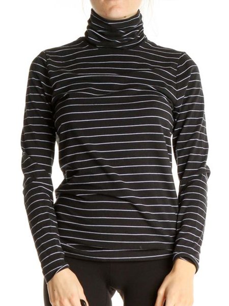 

Striped Casual Vintage Casual Tops, Black, Tops