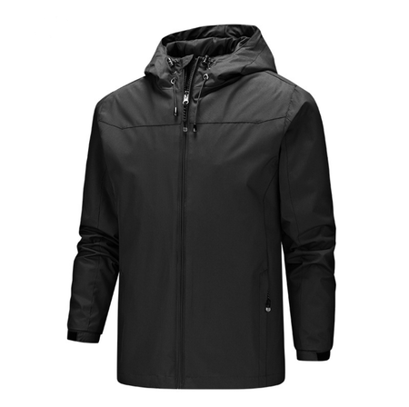 

Men's Zipper Simple Hooded Long Sleeve Trench Coat, Gray, Outerwear