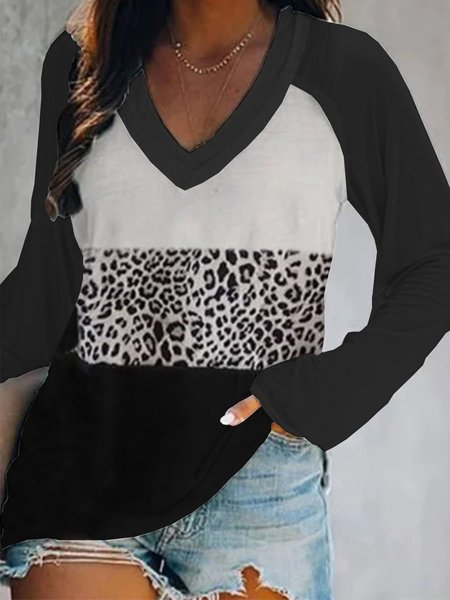 

Cotone miscele Vacanza Leopardo Top, Nero-bianco, Blouses & Shirts
