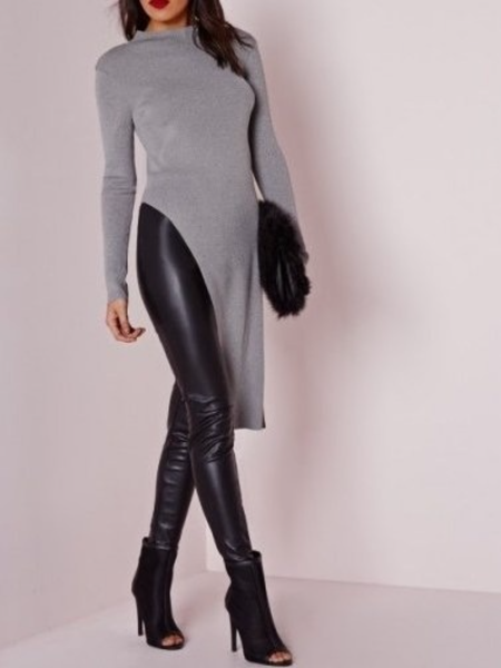 

Fall Lightweigh Asymmetric Daily Elegant Simple Tops, Gray, Tops
