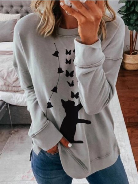 

Casual Animal Shirts & Tops, Gray, Hoodies & Sweatshirts