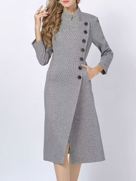 

Elegant Long Sleeve Regylar Fit Outerwear, Gray, Coats