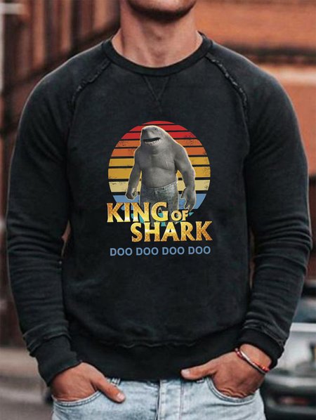

KING OF SHARK Men's Round Neck Sweatshirt, Black, Hoodies&Sweatshirts