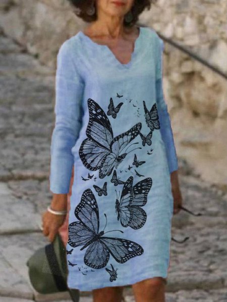 

Casual Butterfly Dresses, As picture, Mini Dresses