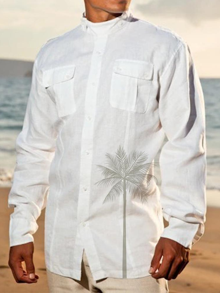 

Moda Colore Solido monopetto Camicia, Bianco, Men's Top