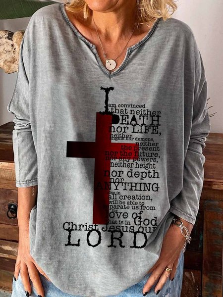 

Casual Long Sleeve Plus Size Printed Tops T-shirts, Gray, Hoodies & Sweatshirts