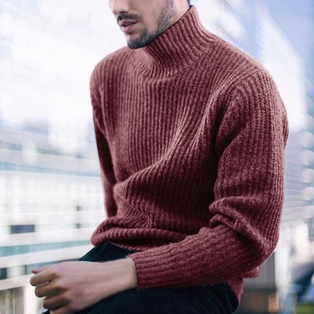 

Cotton Long Sleeve Crew Neck Sweater, Wine red, Sweater