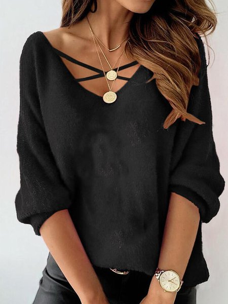 

Camicette con scollo a V, Nero, Blouses & Shirts