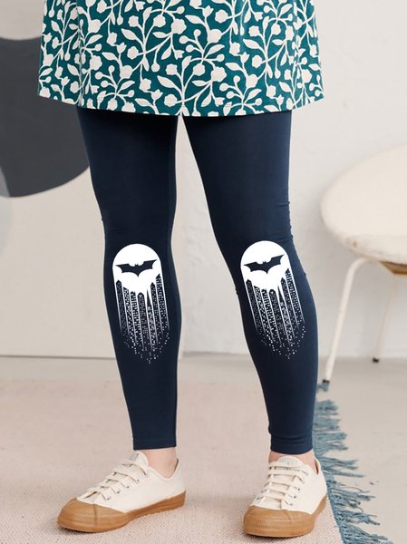 

Halloween Printed Casual Slim Leggings, Navy blue, Leggings