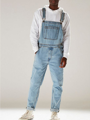 

High-waisted men's jeans with strappy trousers, Light blue, Jeans