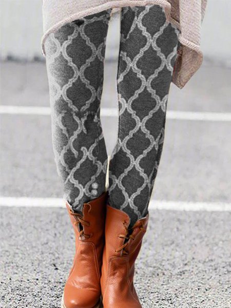 

Casual Printed Pants, Gray, Leggings