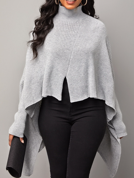

Fall High Stretch Daily Simple Mid-weight Statement Sweater, Gray, Pullovers