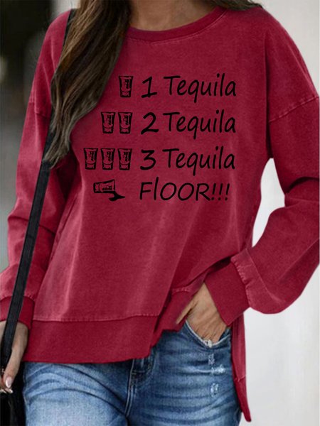 

One Tequila Two Tequila Three Tequila Floor Sweatshirt, Red, Hoodies&Sweatshirts