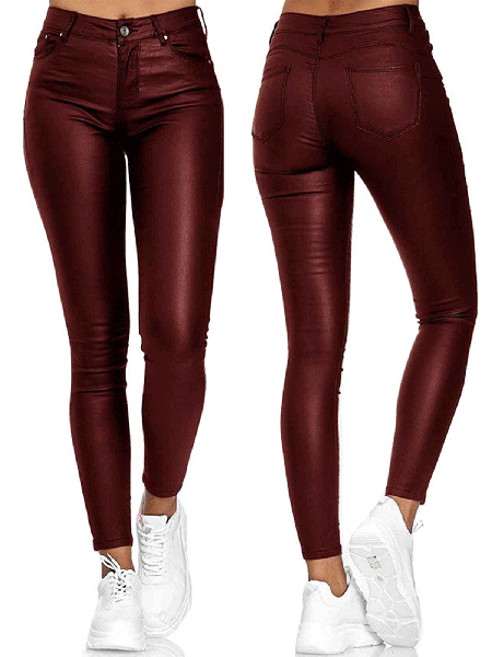 

Vintage Buttoned Leggings, Wine red, Pants