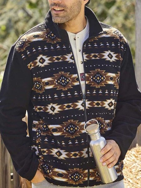 

Vintage Geometric Print Jackets, Black, Jackets & Coats