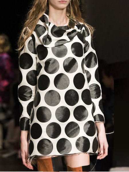 

Polka Dots Vintage Casual Simple Sweet Dress, Black-white, Mini Dresses