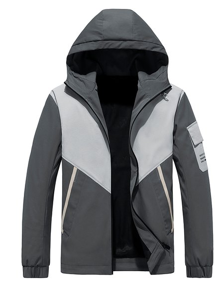 

Mens Rain Jacket Waterproof with Hooded Hiking Coat Lightweight Windbreaker, Gray, Outerwear