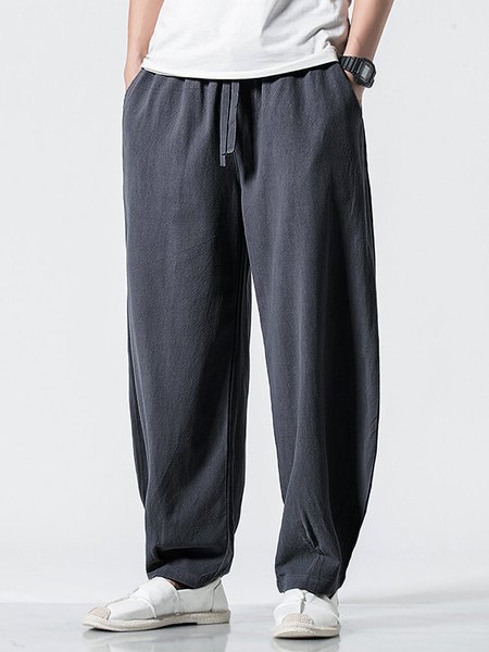 

Casual Solid Corduroy Casual Pants, Gray, Men's pants