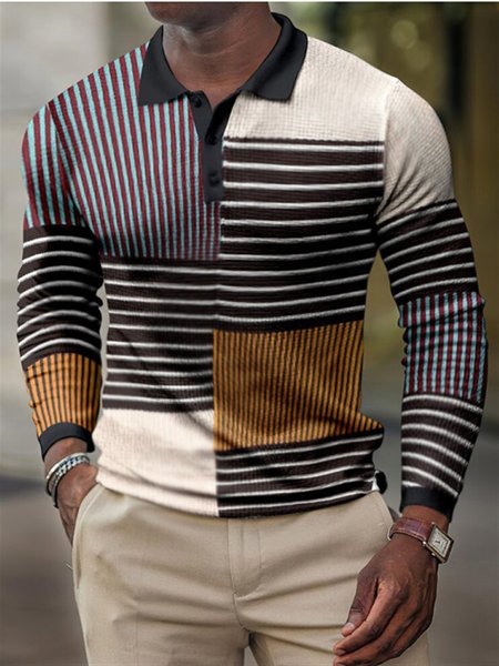 

Men's casual geometric simple basic Polo, Multicolor, Men's t-shirts