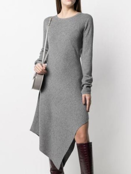 

Plain Daily Vintage Midi Dress, Gray, Midi Dresses