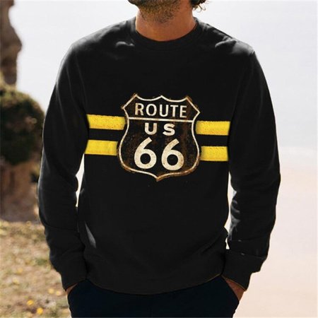 

Round Neck Long Sleeve Casual Sweatshirt, Black, Men's Sweater