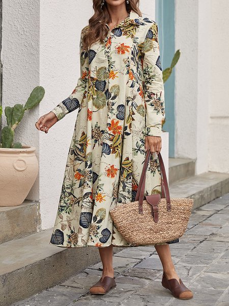 

Cotone Vacanza Abito, Arancia, Maxi Dresses