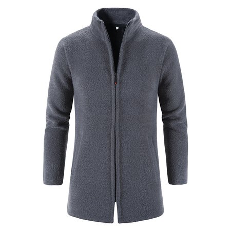 

Cotton Casual Stand Collar Outerwear, Deep gray, Outerwear