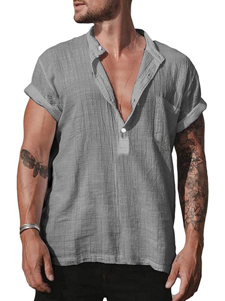 

Casual Cotton-Blend Shirts, Gray, Men's shirts