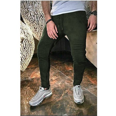 

Casual Cotton Elastic waist Pants, Army green, Pants