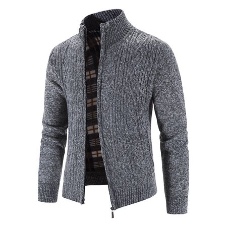 

Men's Basic Zipper Long Sleeve Jackets, Deep gray, Jacket