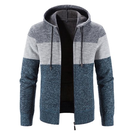 

Stand Collar Long Sleeve Outerwear, Blue, Outerwear