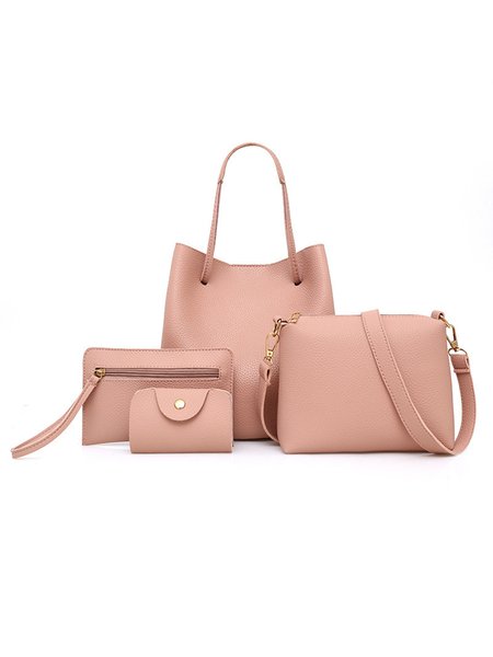 

Casual 4PCS PU Crossbody Shoulder Handbag, Pink, Bags