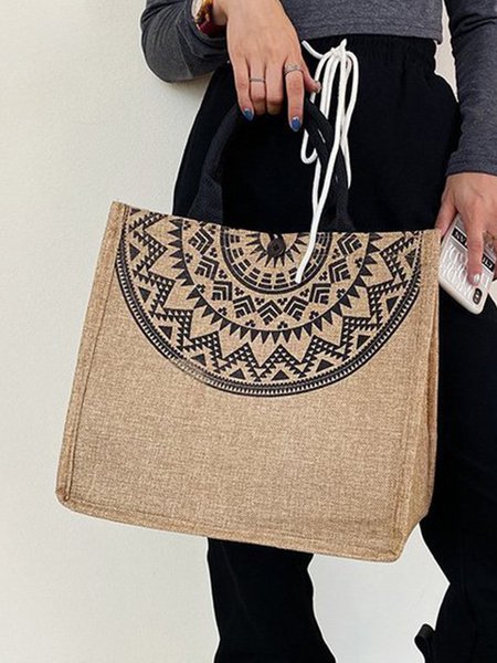 

Casual Simple Ethnic Linen Bag, As picture, Women's Bags