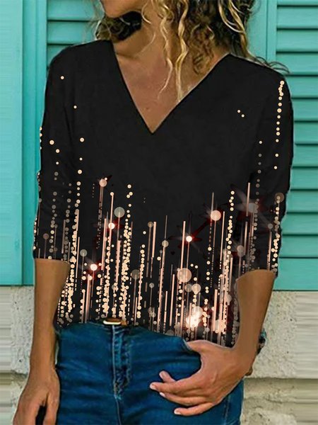

A Simple Showy Printed Long-Sleeved Shirts & Tops, Black, Long sleeve tops