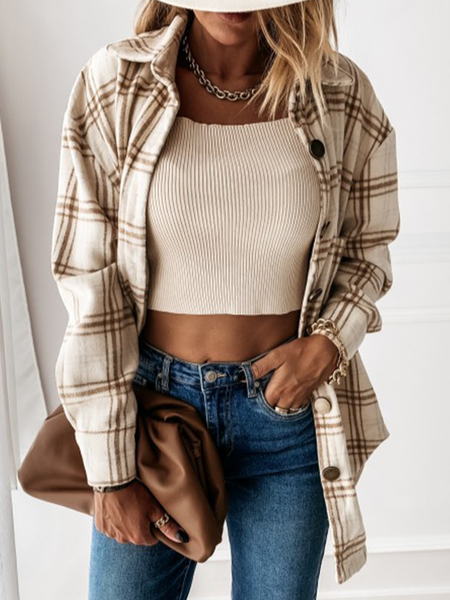 

Checked/Plaid Jacket, Brown, Coats & Jackets