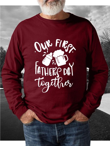 

Our First Fathers Day Together Men's Long Sleeve Sweatshirts, Red, Hoodies&Sweatshirts