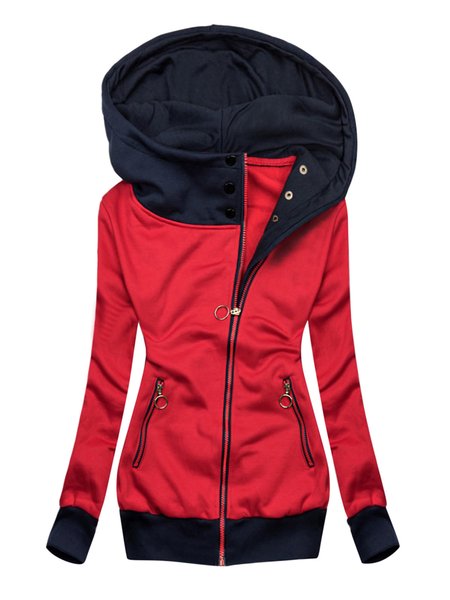 

Pure Color Keep Warm Outerwear, Red, Outerwear