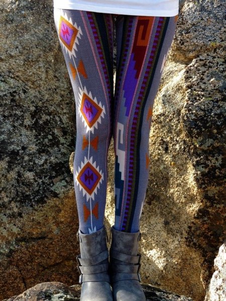 

Casual Plus Size Printed Pants, Purple, Leggings
