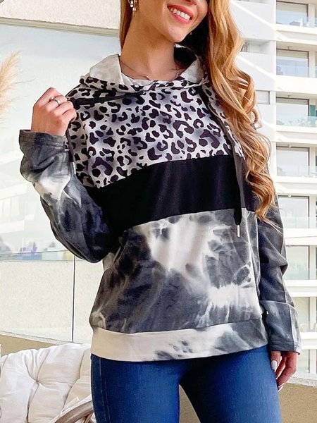 

Black Tie Dye Leopard Printed Casual Vintage Sweatshirt, Hoodies & Sweatshirts