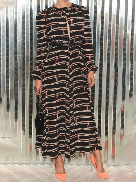 

Elegant Loosen Long Sleeve Maxi Dress, Black, Midi Dresses