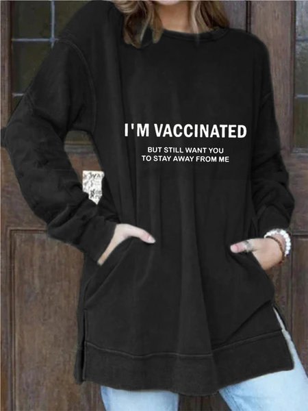 

Casual Letter Round Neck Long Sleeves Shirts & Tops, Black, T-Shirts