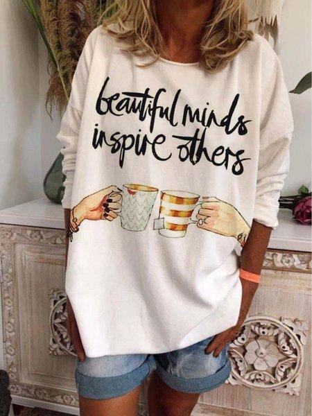 

Casual Cotton Shirts & Tops, White, T-Shirts