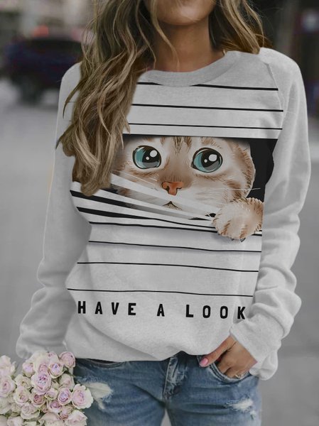 

Funny Cat Women's Casual Sweatshirt, As picture, Hoodies&Sweatshirts