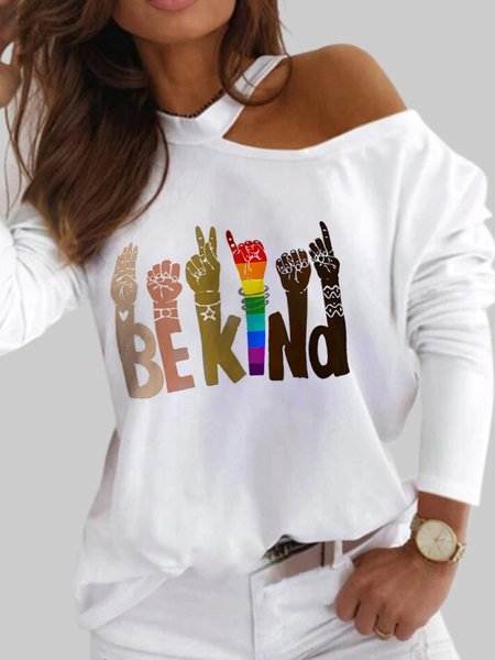

White Letters Printed Sexy Casual Statement Party Shirts & Tops, Tops