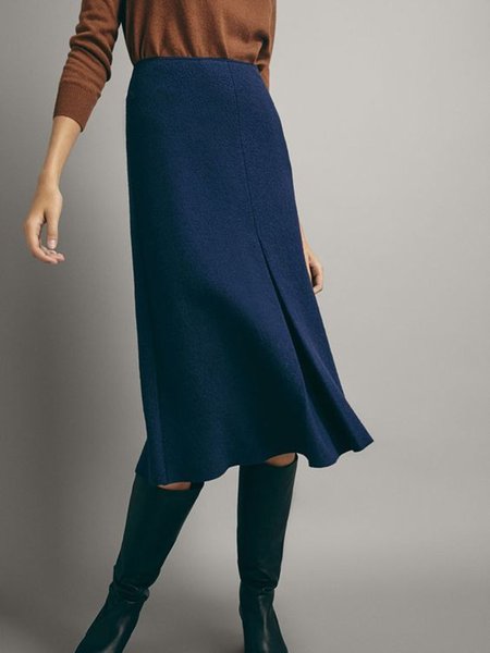 

Blu scuro Casuale Vintage Semplice Mini Gonna, Skirts