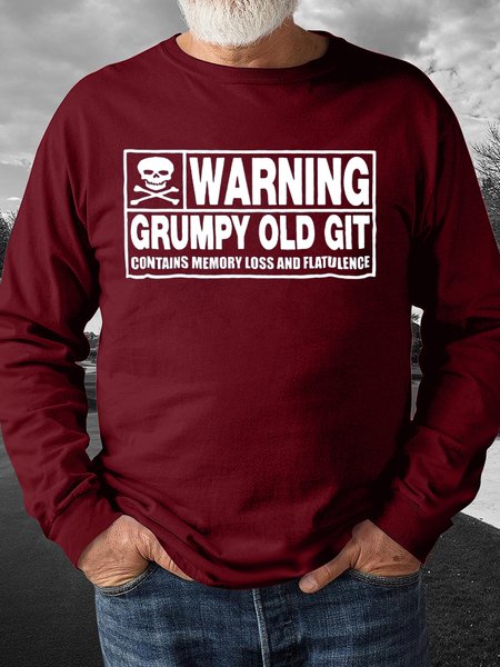 

WARNING, GRUMPY OLD GIT Casual Sweatshirt, Red, Hoodies&Sweatshirts
