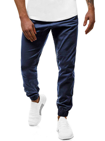 

Large solid color tie tights closed-top casual long pants, Royal blue, Pants